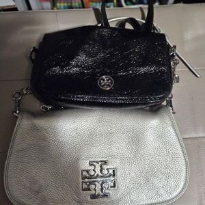Tory Burch Silver and Black Shoulder Bags